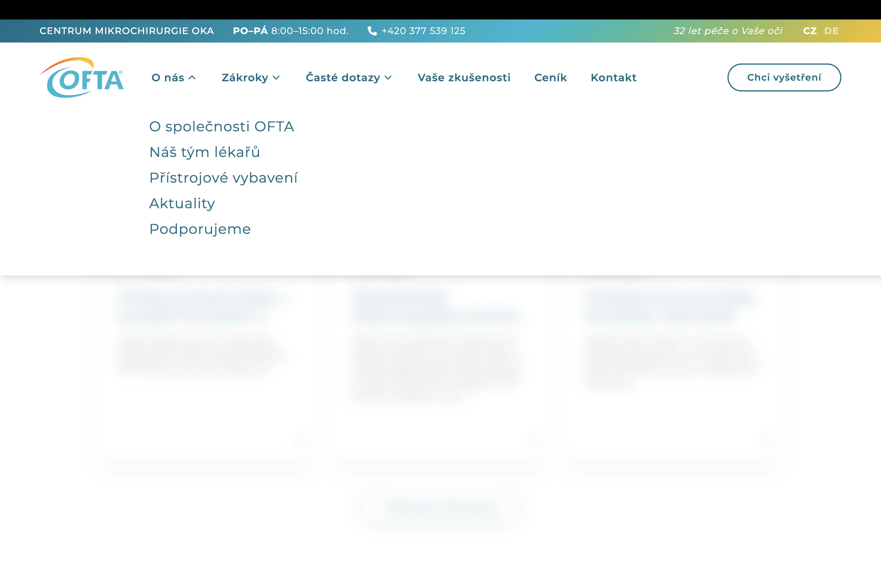 OFTA - Navigace webových stránek